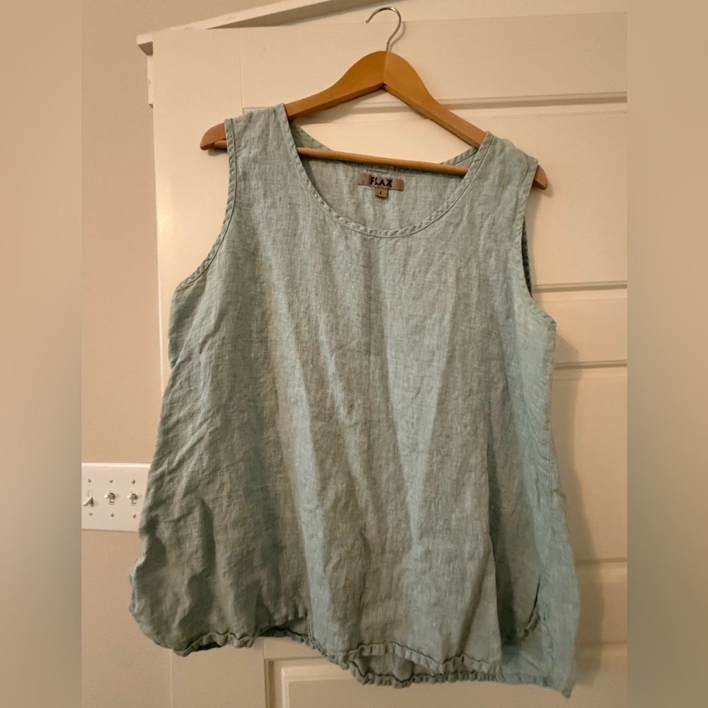 Flax Size L tank in aqua linen